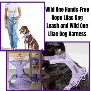Wild One Hands-Free Rope Lilac Dog Leash and Wild One Lilac Dog Harness